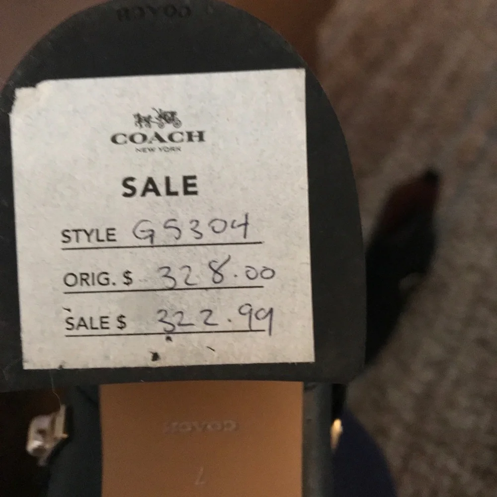 Coach Black Ankle Boots with Chunky Heel and Metallic Detail